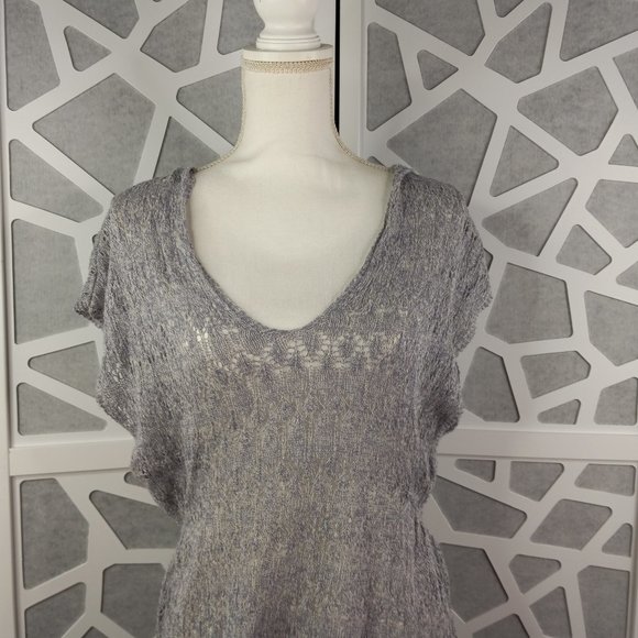 Anthropologie Moth S Pointelle Hooded Sweater Tunic Linen Blend Pullover - Picture 3 of 16